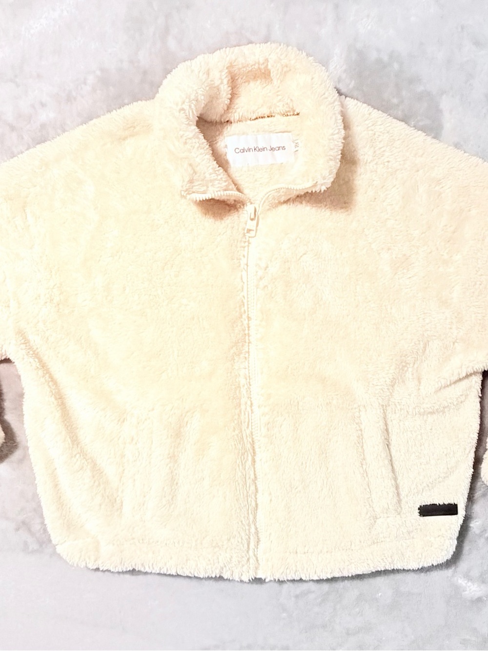 Calvin Klein Jeans | Cream Sherpa Bomber | Full Zip | Womens L | NWOT